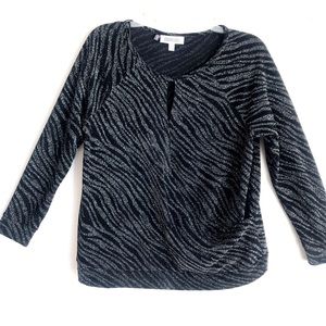 Jennifer Lopez Faux Wrap Metallic Blouse